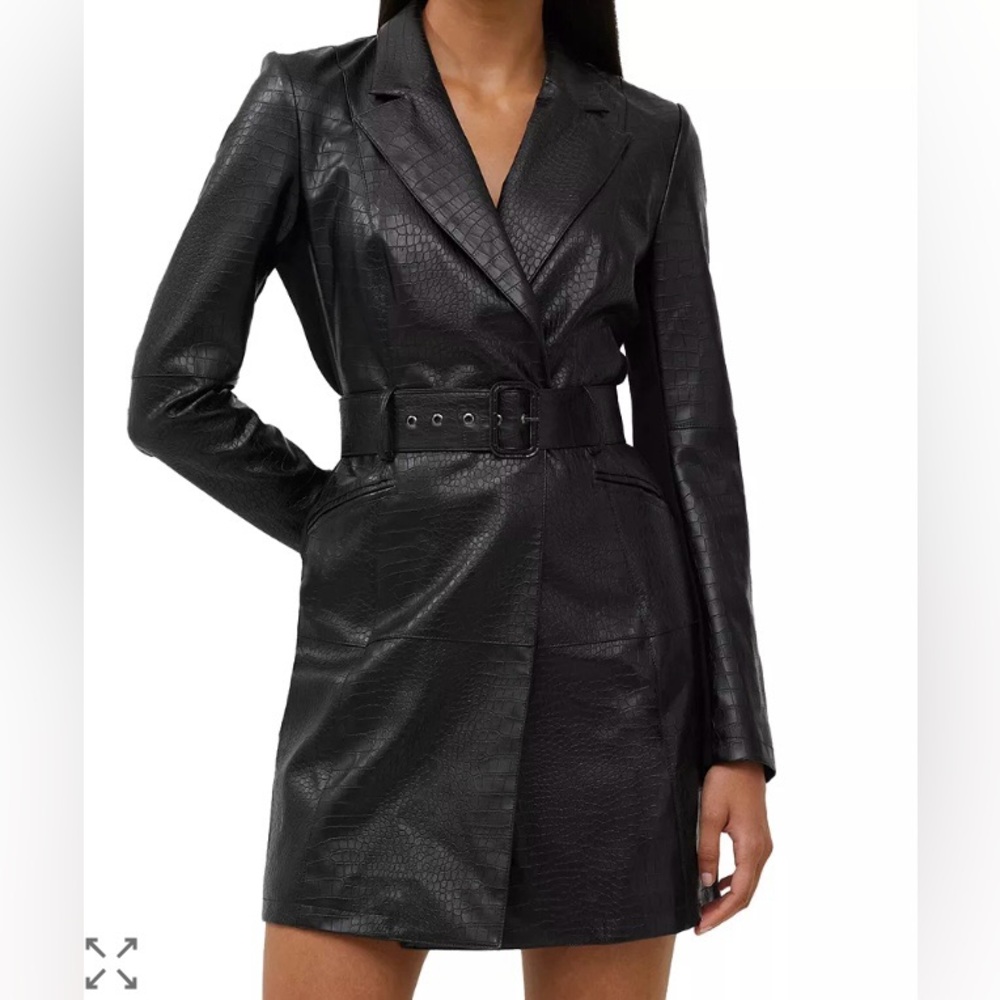 French Connection Black Textured Belted Blazer